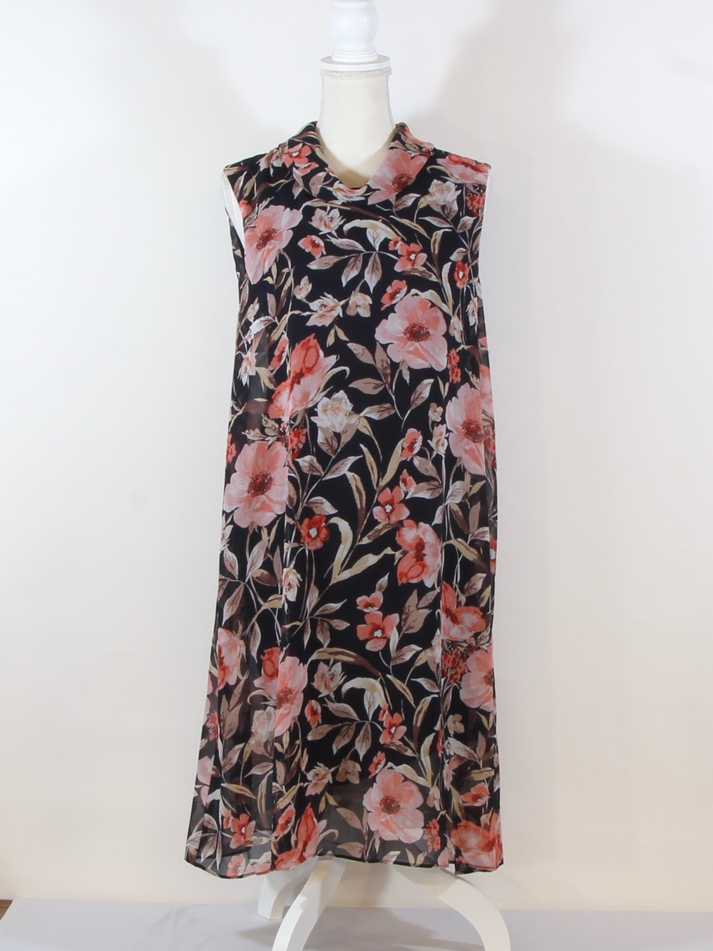 NorthStyle Black & Pink Floral Print Sleeveless Maxi Dress NWOT